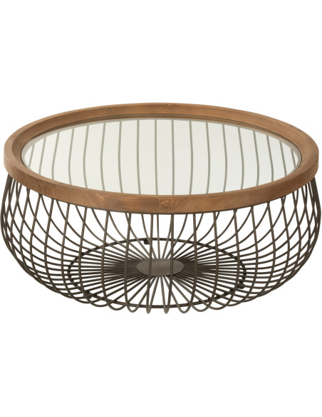 Tables basses modernes rondes plateau verre métal ajouré - 6