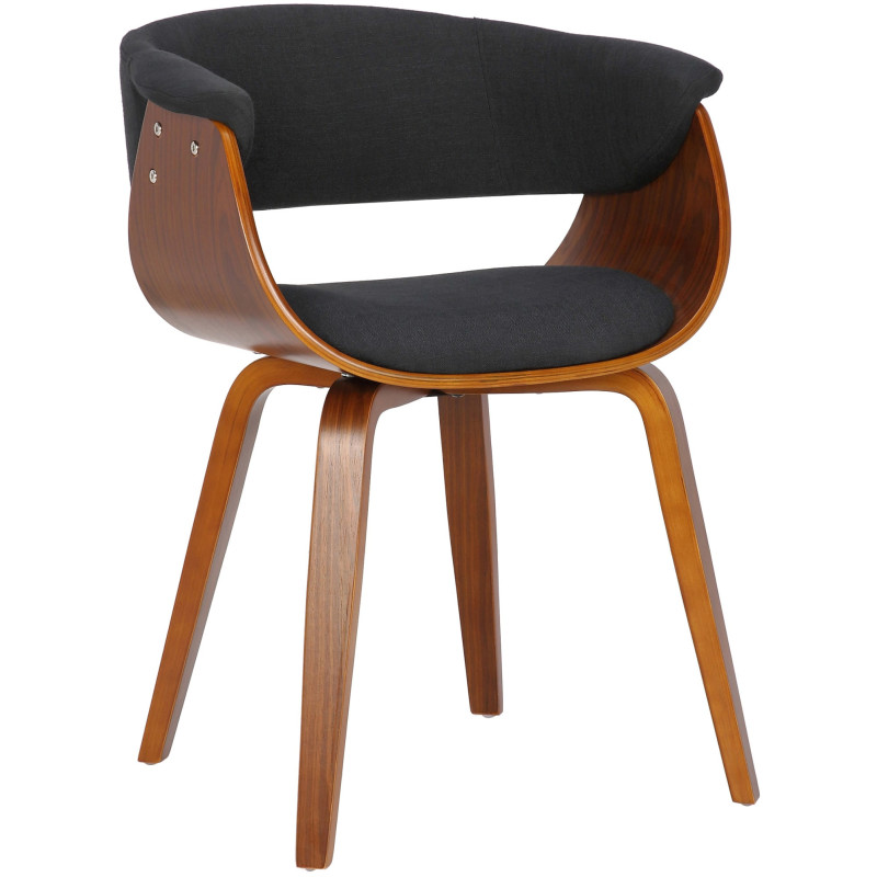 Fauteuil de table moderne en Tissu Noir Bois Marron Anatole - 1