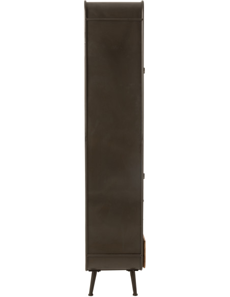 Armoire arrondie métal noir et bois 3 tiroirs 2 portes - 3