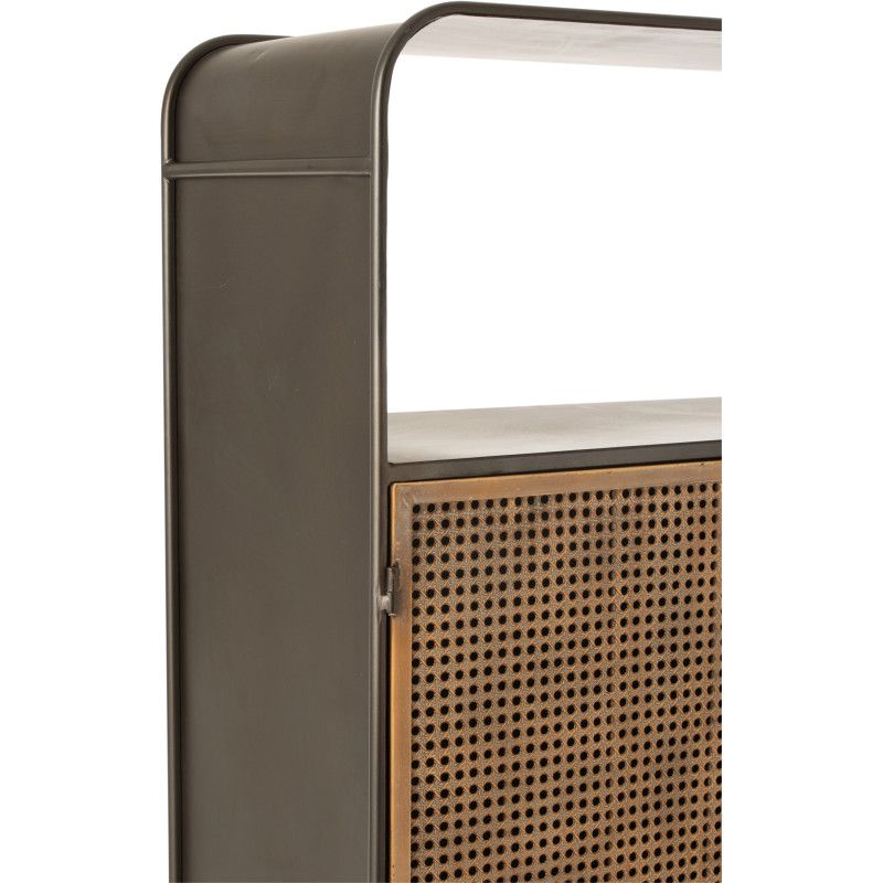 Armoire arrondie métal noir et bois 3 tiroirs 2 portes - 7