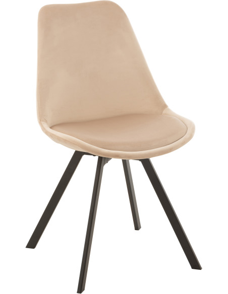 Chaise Hélène en Tissu Beige Métal Noir - 1