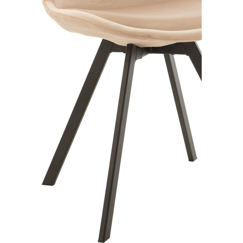 Chaise Hélène en Tissu Beige Métal Noir - 3