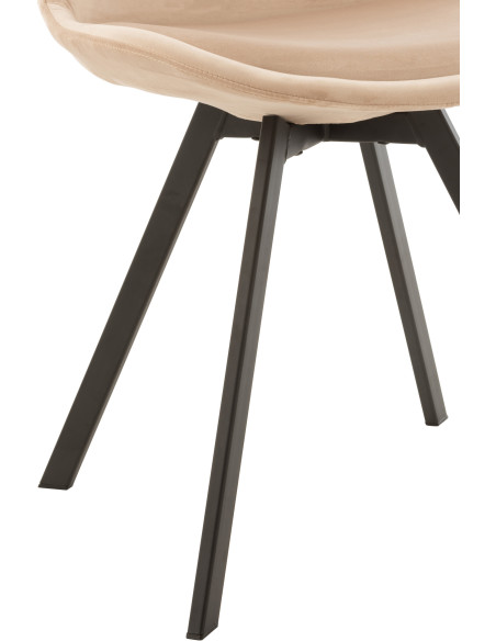 Chaise Hélène en Tissu Beige Métal Noir - 3