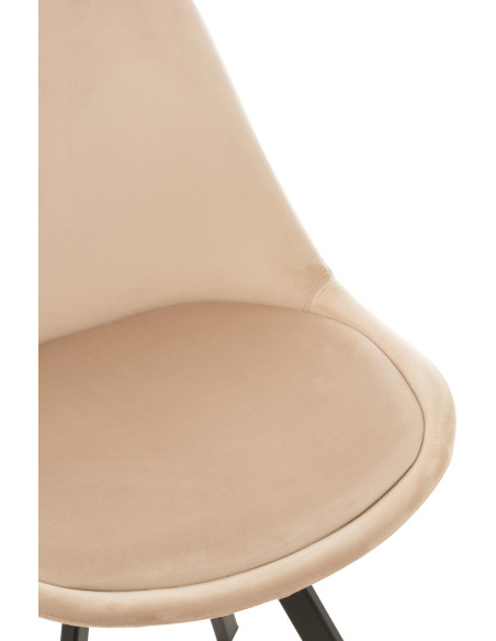 Chaise Hélène en Tissu Beige Métal Noir - 4