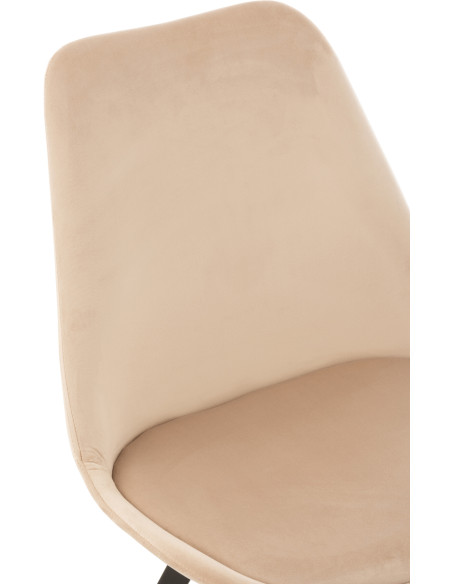 Chaise Hélène en Tissu Beige Métal Noir - 5