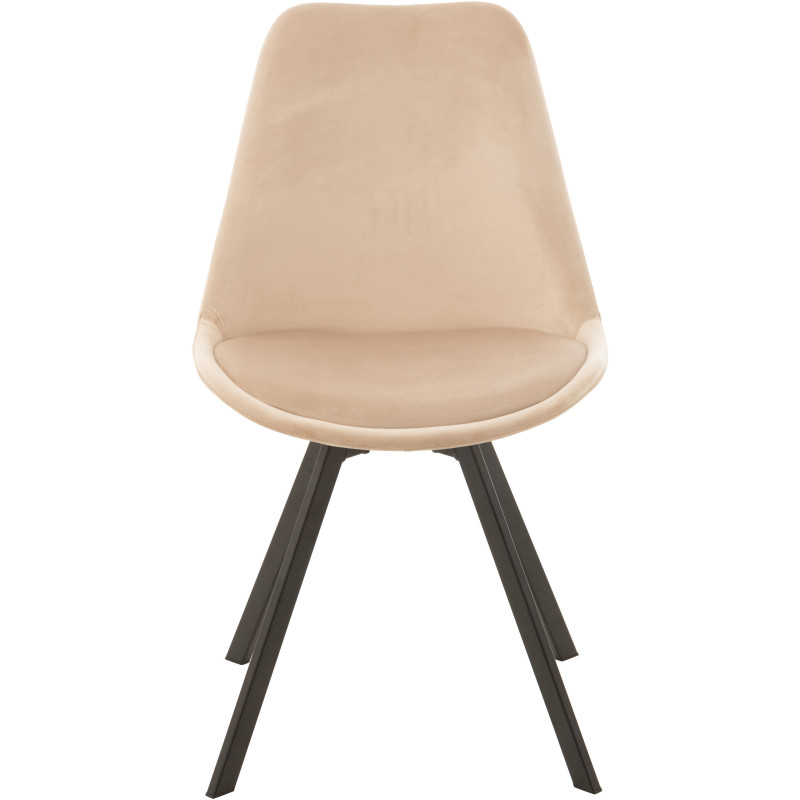 Chaise Hélène en Tissu Beige Métal Noir - 6