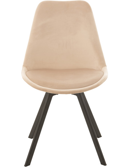 Chaise Hélène en Tissu Beige Métal Noir - 6