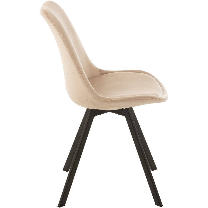 Chaise Hélène en Tissu Beige Métal Noir - 7