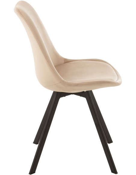 Chaise Hélène en Tissu Beige Métal Noir - 7