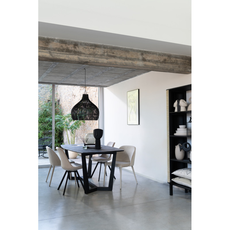 Chaise Hélène en Tissu Beige Métal Noir - 9