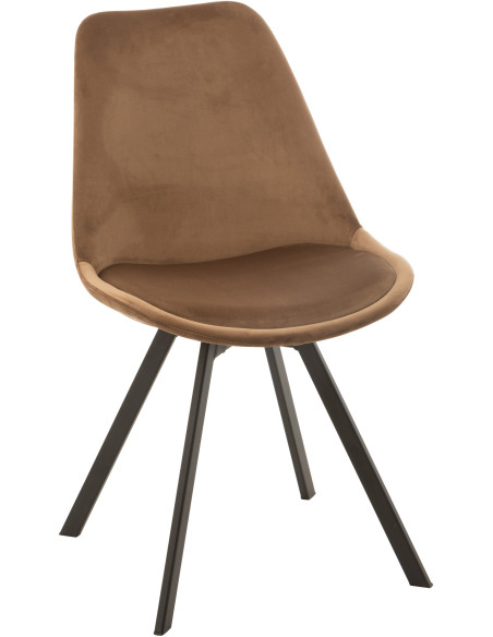 Chaise Hélène en Tissu Marron Métal Noir - 1