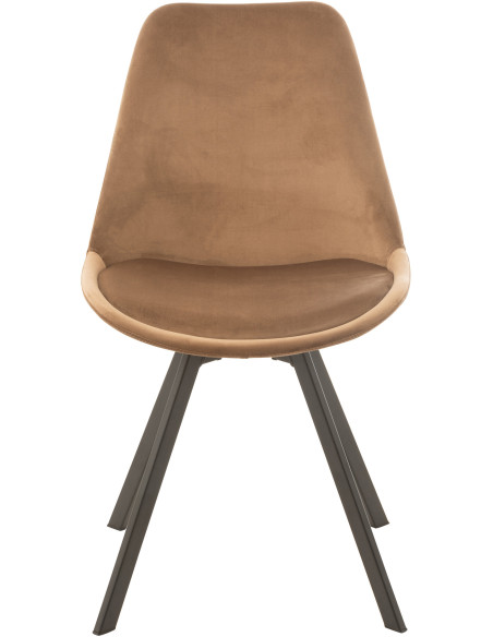 Chaise Hélène en Tissu Marron Métal Noir - 2