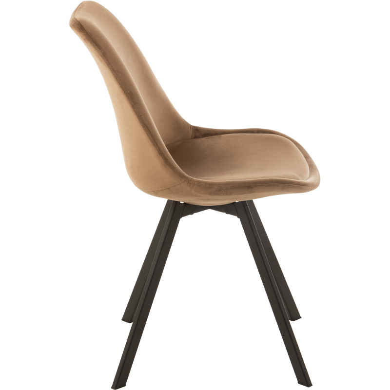 Chaise Hélène en Tissu Marron Métal Noir - 3