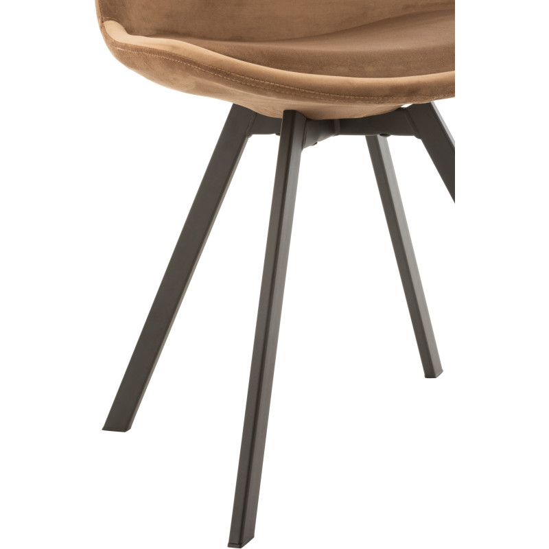 Chaise Hélène en Tissu Marron Métal Noir - 5