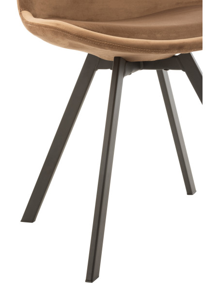 Chaise Hélène en Tissu Marron Métal Noir - 5