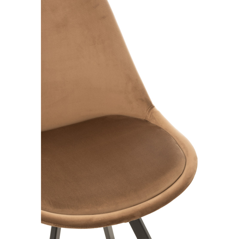 Chaise Hélène en Tissu Marron Métal Noir - 6