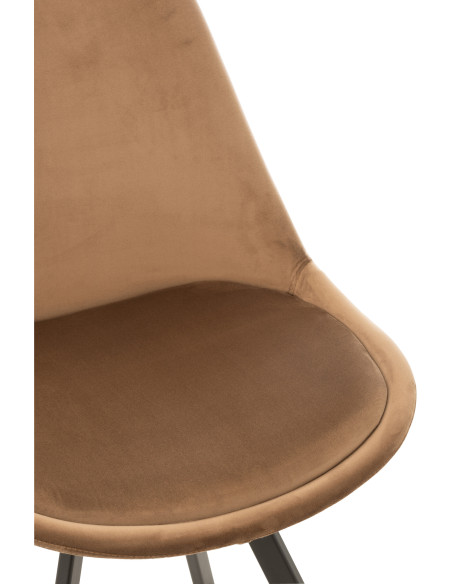 Chaise Hélène en Tissu Marron Métal Noir - 6