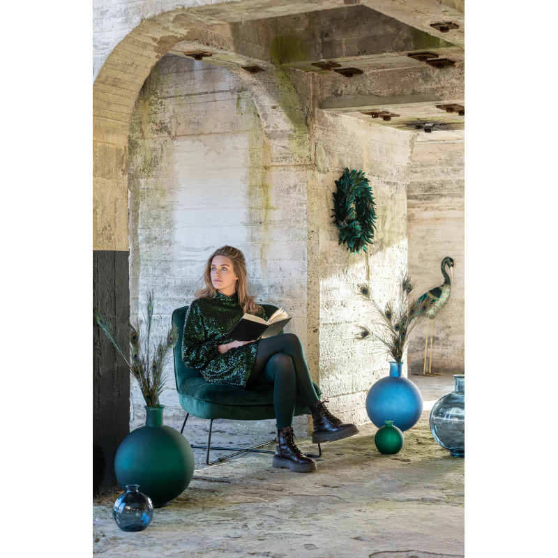 Vase Boule Myrthil Hauteur 15 cm en Verre Vert - 3