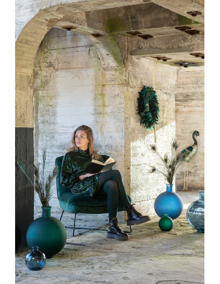 Vase Boule Myrthil Hauteur 15 cm en Verre Vert - 3