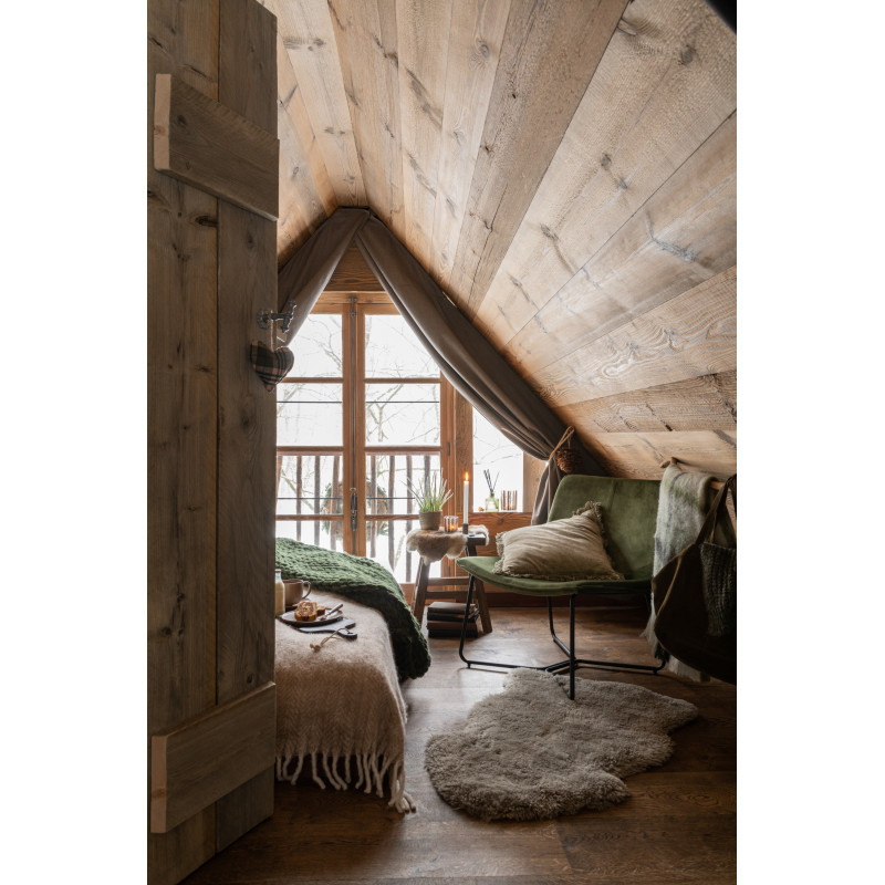 Fauteuil Bas Isabel en Tissu Vert Métal Noir - 2