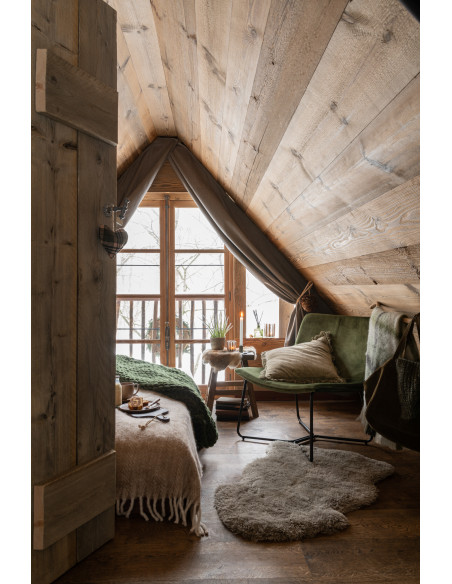 Fauteuil Bas Isabel en Tissu Vert Métal Noir - 2