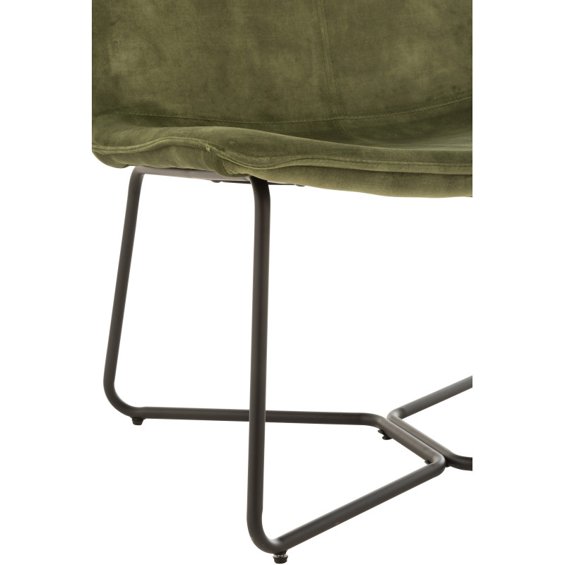 Fauteuil Bas Isabel en Tissu Vert Métal Noir - 3