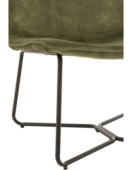 Fauteuil Bas Isabel en Tissu Vert Métal Noir - 3