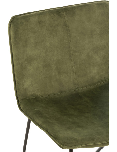 Fauteuil Bas Isabel en Tissu Vert Métal Noir - 5