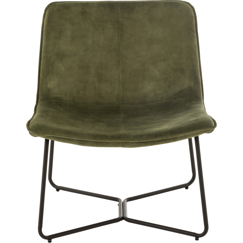 Fauteuil Bas Isabel en Tissu Vert Métal Noir - 6