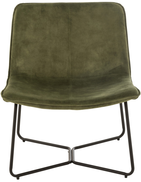 Fauteuil Bas Isabel en Tissu Vert Métal Noir - 6