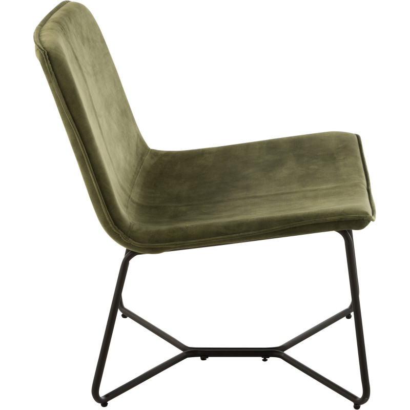 Fauteuil Bas Isabel en Tissu Vert Métal Noir - 7
