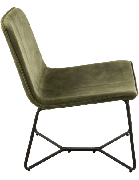 Fauteuil Bas Isabel en Tissu Vert Métal Noir - 7