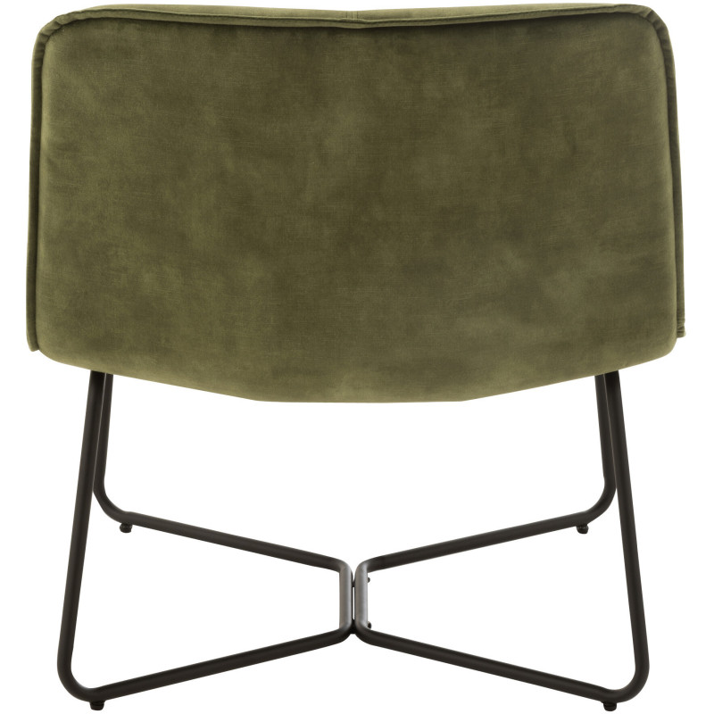 Fauteuil Bas Isabel en Tissu Vert Métal Noir - 8