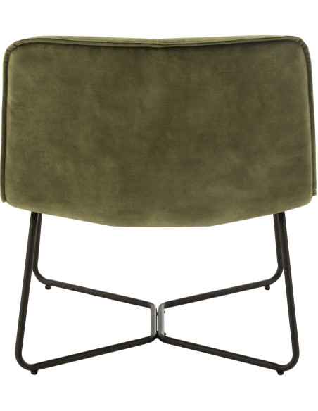 Fauteuil Bas Isabel en Tissu Vert Métal Noir - 8