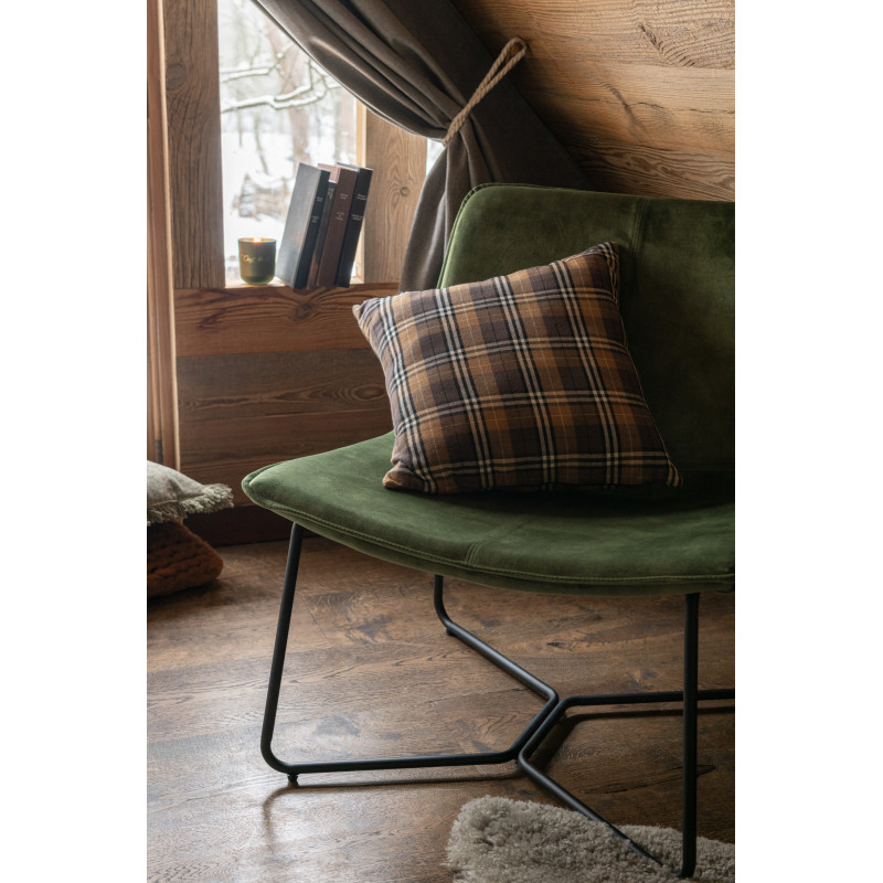 Fauteuil Bas Isabel en Tissu Vert Métal Noir - 9