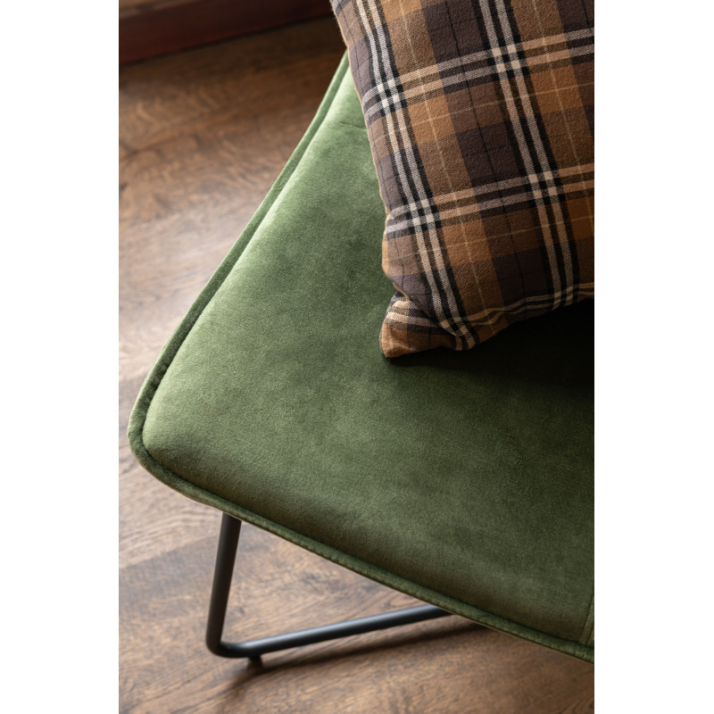 Fauteuil Bas Isabel en Tissu Vert Métal Noir - 10