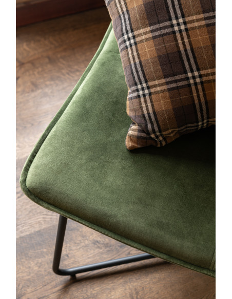 Fauteuil Bas Isabel en Tissu Vert Métal Noir - 10