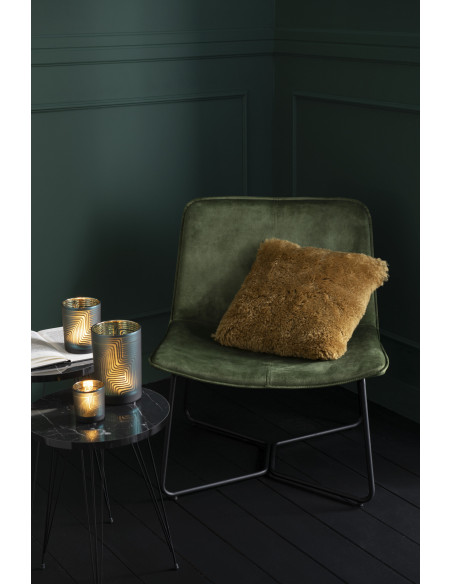 Fauteuil Bas Isabel en Tissu Vert Métal Noir - 11