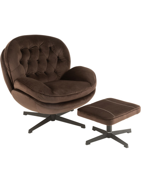 Fauteuil Relax Fred en Tissu Marron foncé Métal Noir - 1