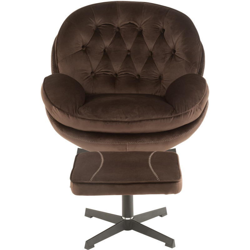Fauteuil Relax Fred en Tissu Marron foncé Métal Noir - 2