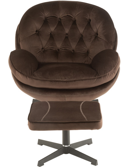 Fauteuil Relax Fred en Tissu Marron foncé Métal Noir - 2