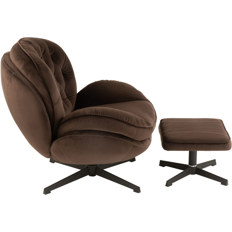 Fauteuil Relax Fred en Tissu Marron foncé Métal Noir - 3
