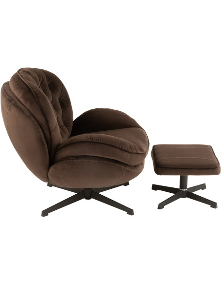 Fauteuil Relax Fred en Tissu Marron foncé Métal Noir - 3