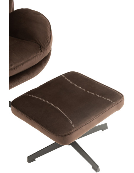 Fauteuil Relax Fred en Tissu Marron foncé Métal Noir - 5