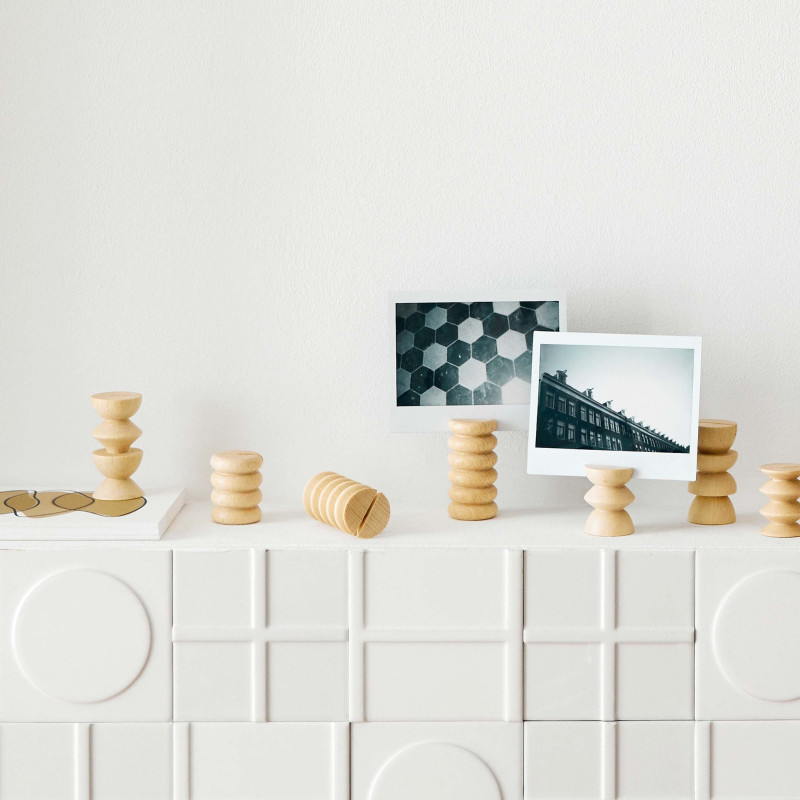 Porte photo original Hauteur 6 cm en Bois Naturel Totem 3 - 5