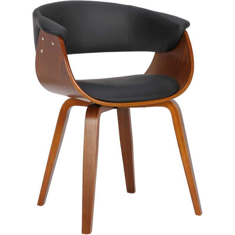 Fauteuil de table moderne en Polyuréthane Noir Bois Marron Anatole - 1