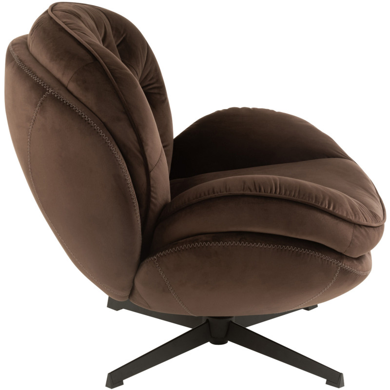 Fauteuil Relax Fred en Tissu Marron foncé Métal Noir - 10