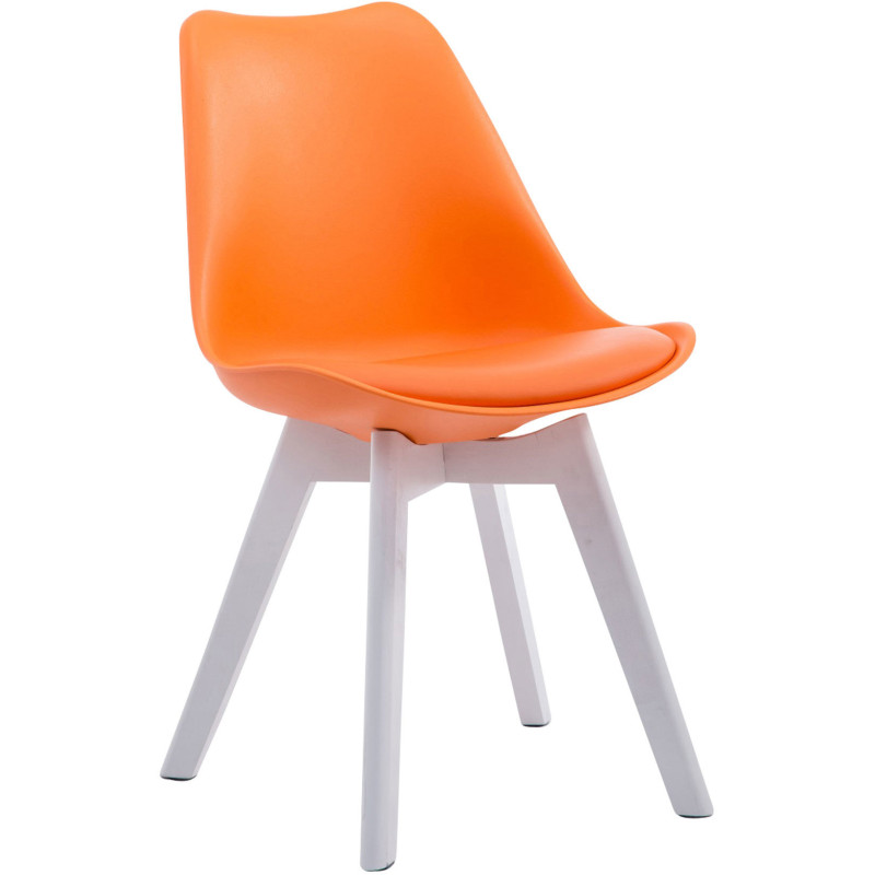 Chaise Sakina en Polyuréthane Plastique Orange Bois de hêtre Blanc  - 1