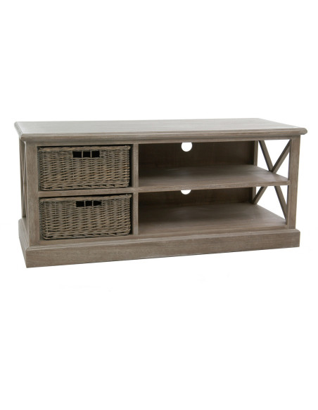 Meuble TV 2 tiroirs 2 niches Brighton en Bois de paulownia Naturel - 1