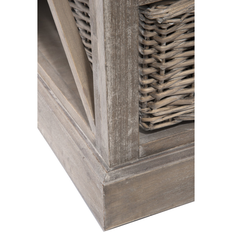 Meuble TV 2 tiroirs 2 niches Brighton en Bois de paulownia Naturel - 5